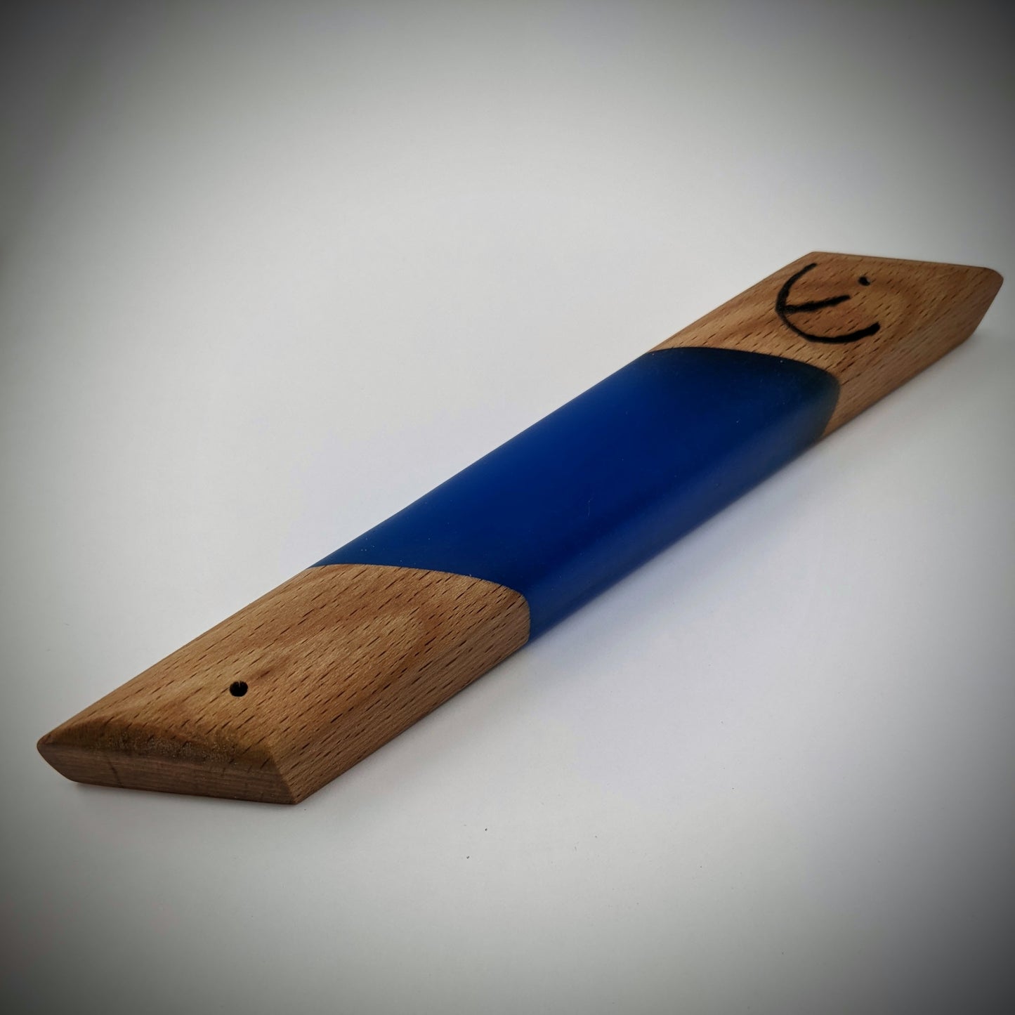 Bright Blue Diagonal Wood and Resin Mezuzah