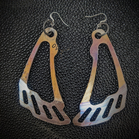 Rainbow Disk Brake Wedge Earrings