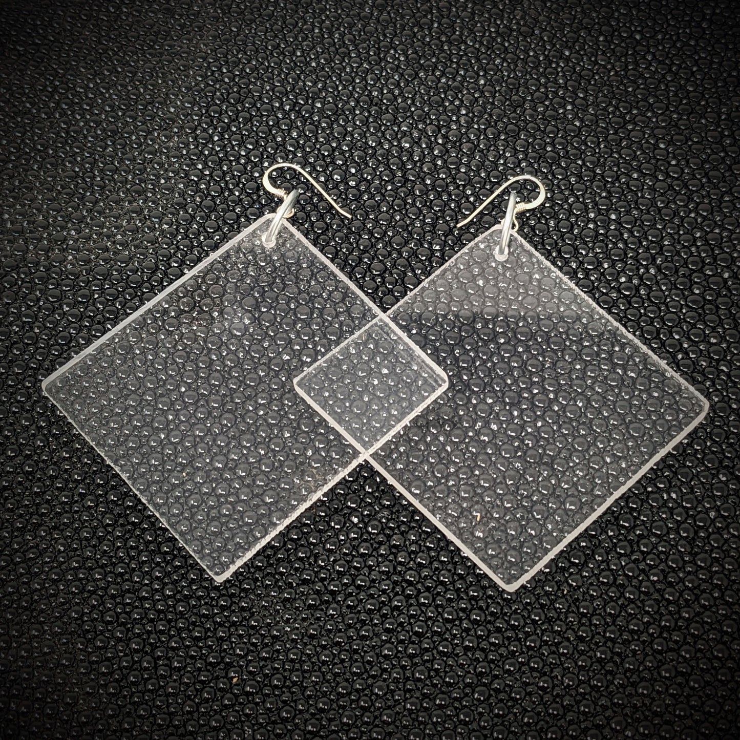 Big Clear Square Dangle Earrings