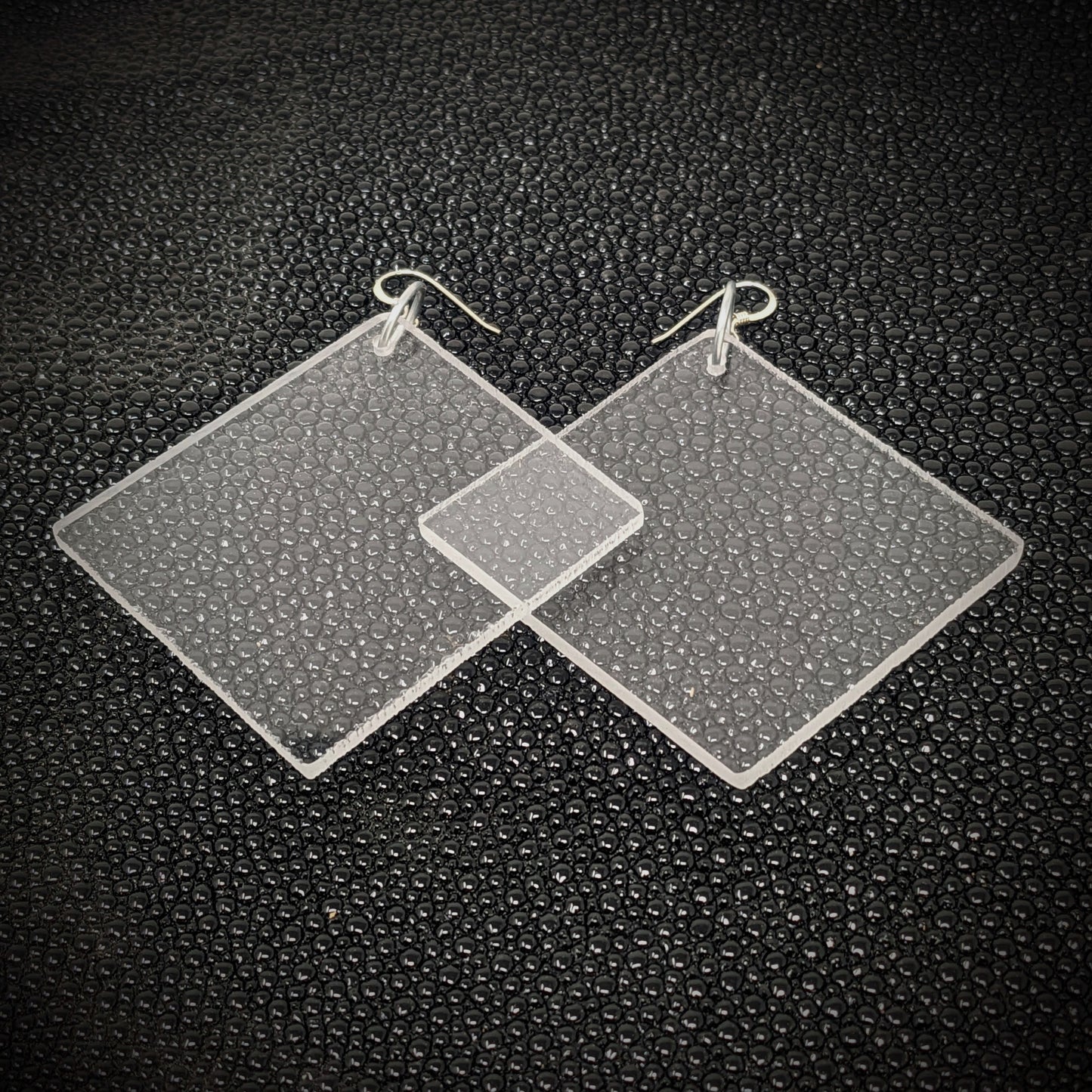 Big Clear Square Dangle Earrings