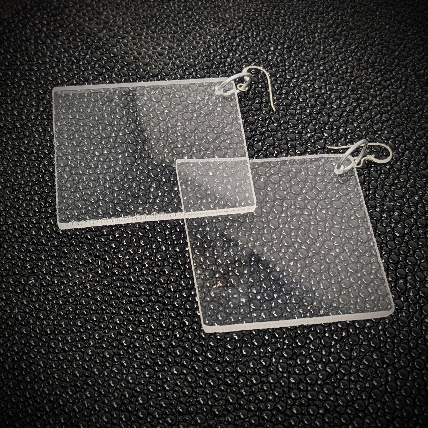 Big Clear Square Dangle Earrings