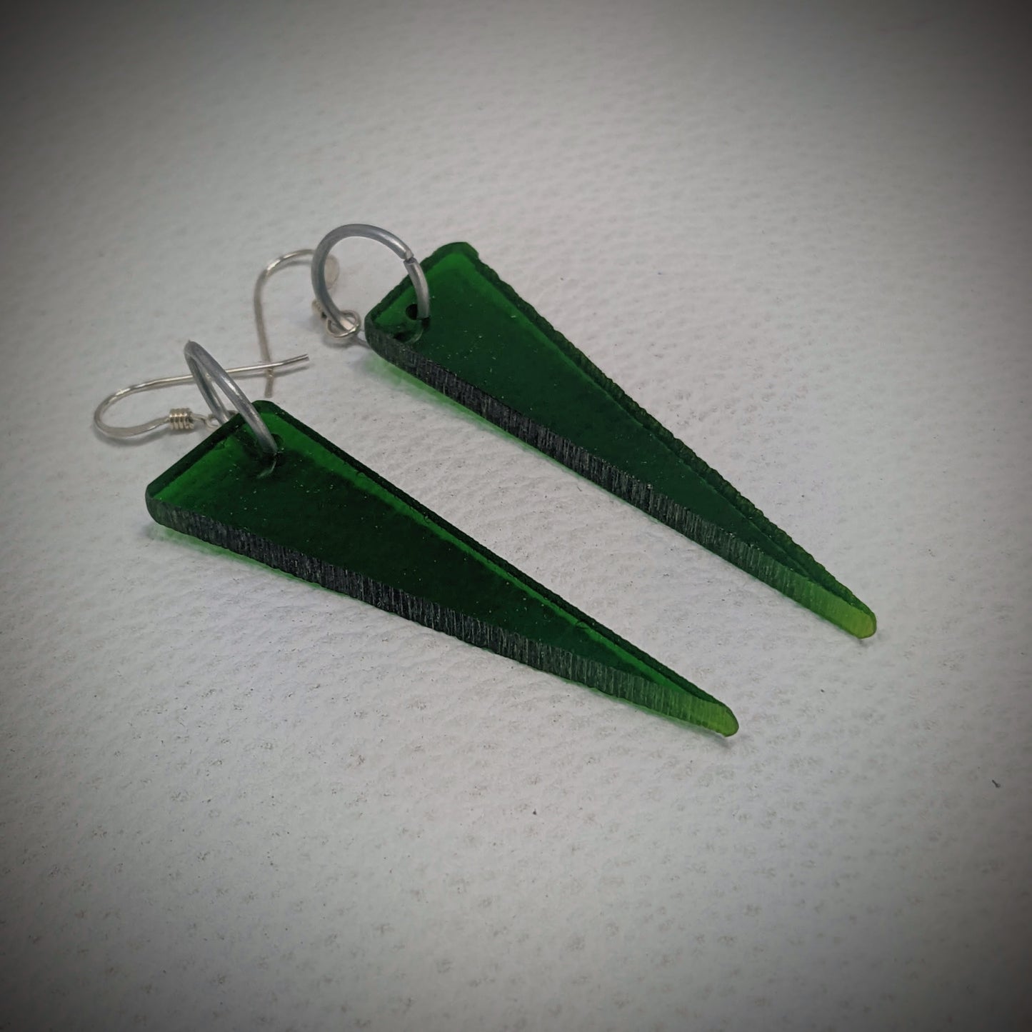 Dark Green Triangles Dangle Earrings