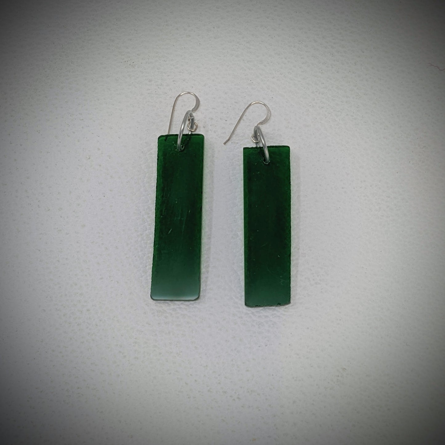 Long Green Rectangle Dangle Earrings