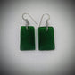 Dark Green Rectangle Dangle Earrings