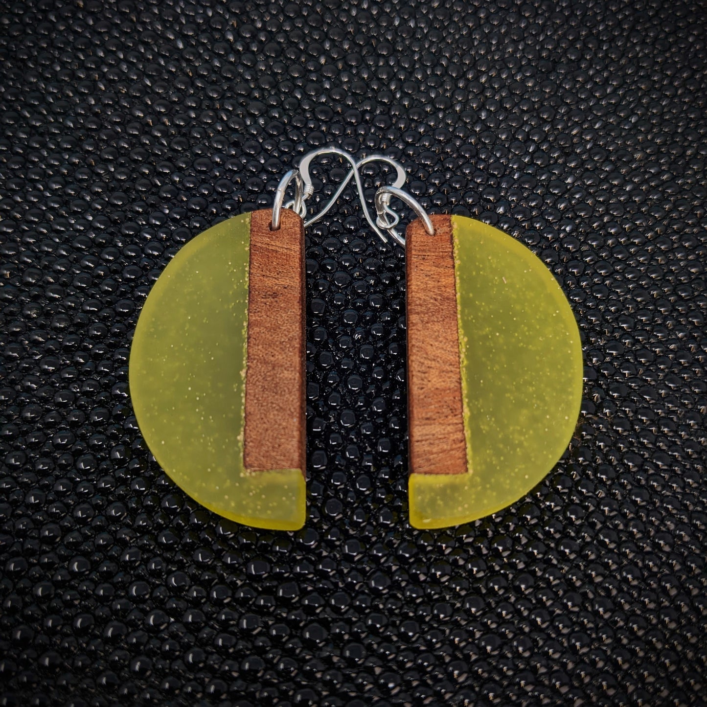 Yellow Semicircle Dangle Earrings