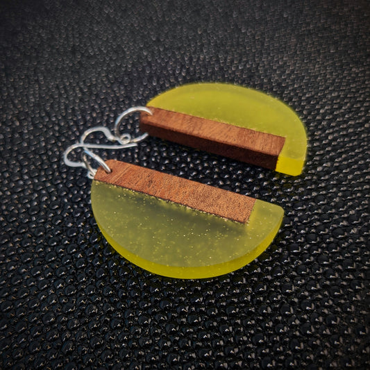 Yellow Semicircle Dangle Earrings