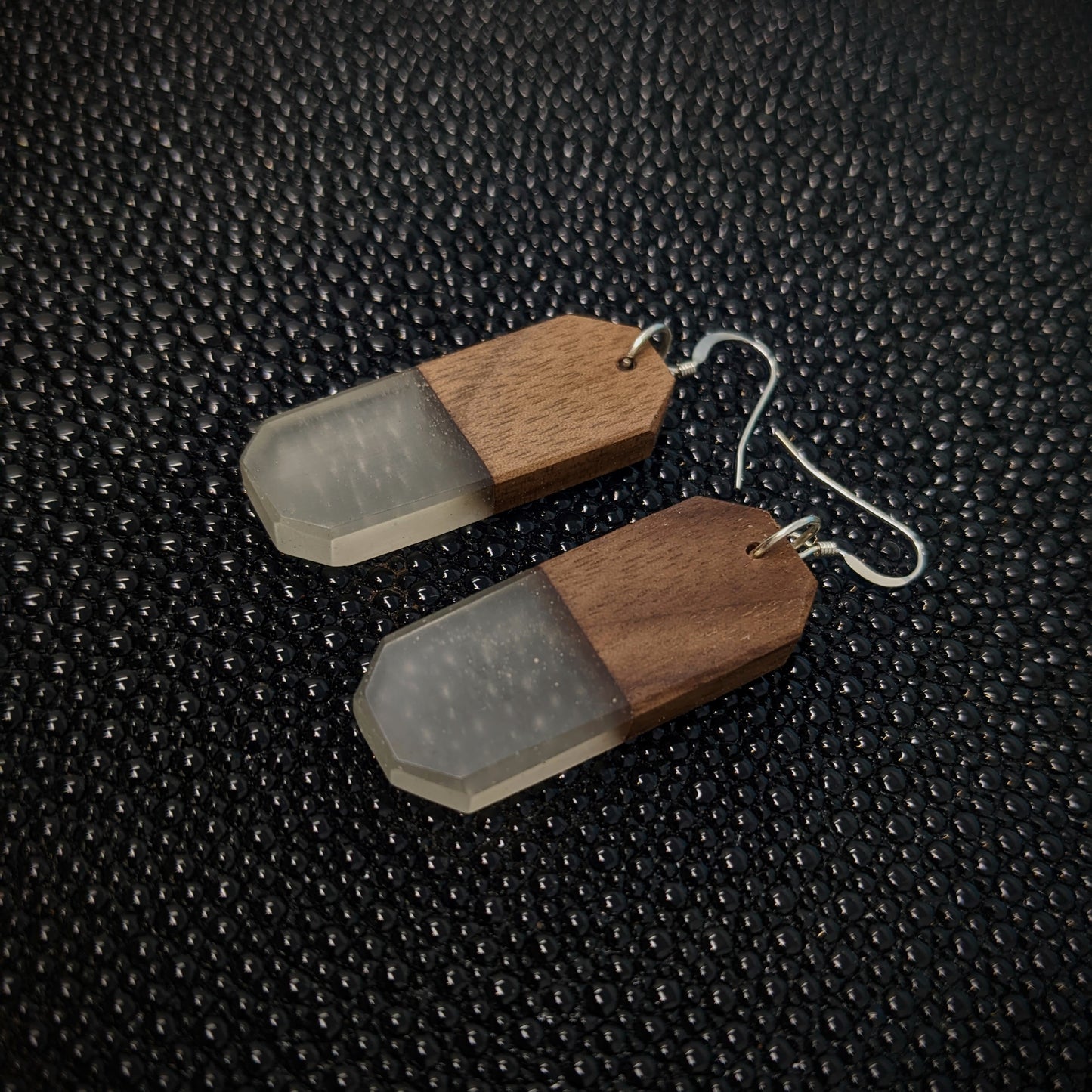 Walnut and Clear Dangle Earrings