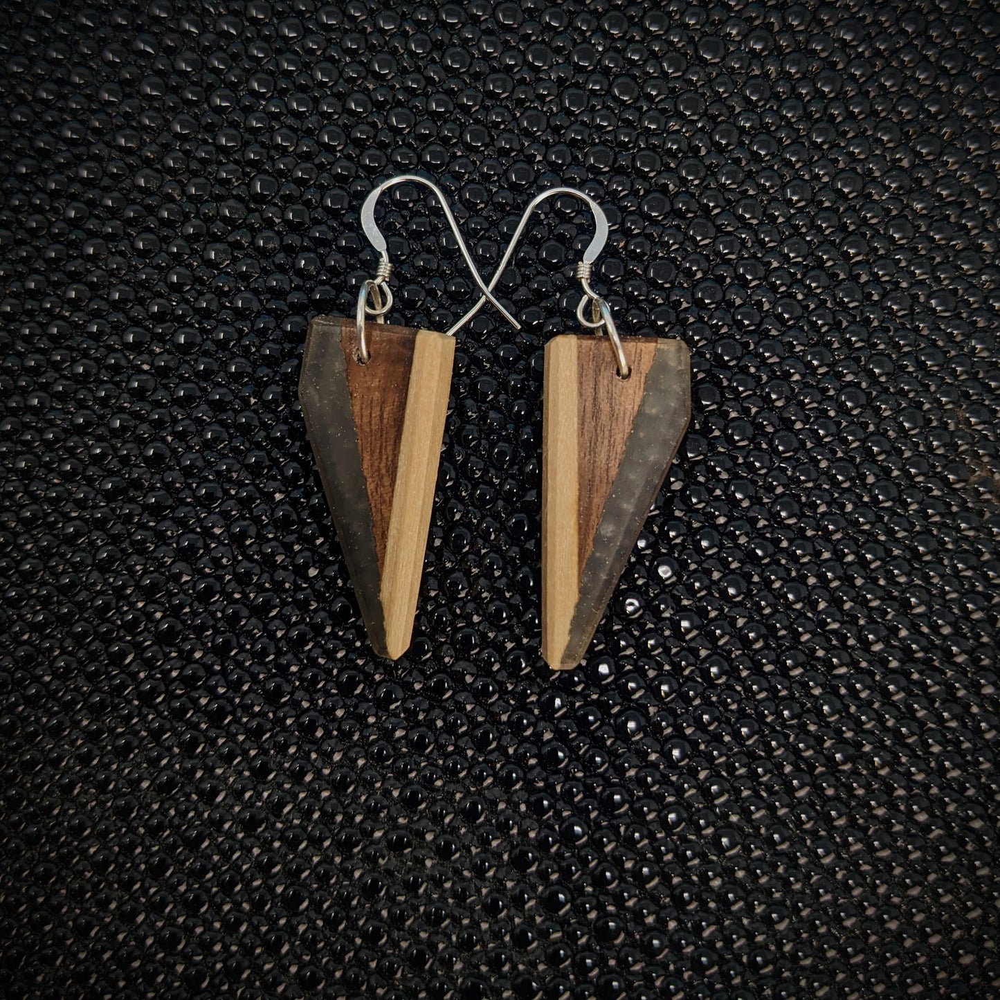 Walnut Triangle Dangle Earrings