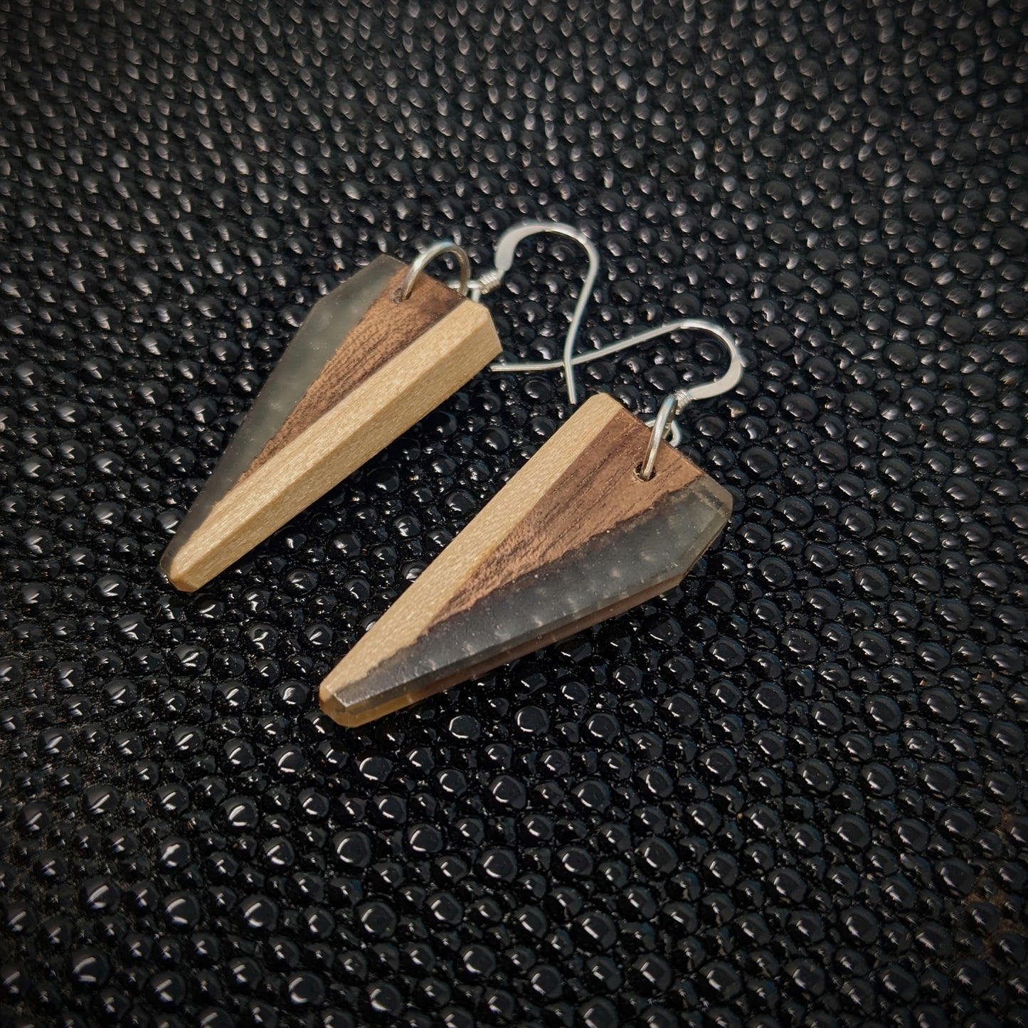 Walnut Triangle Dangle Earrings