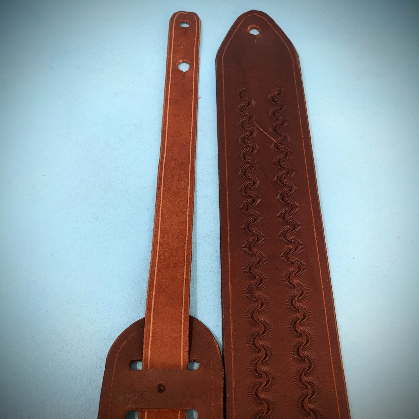 Sunrise Tooled Leather Guitar Strap