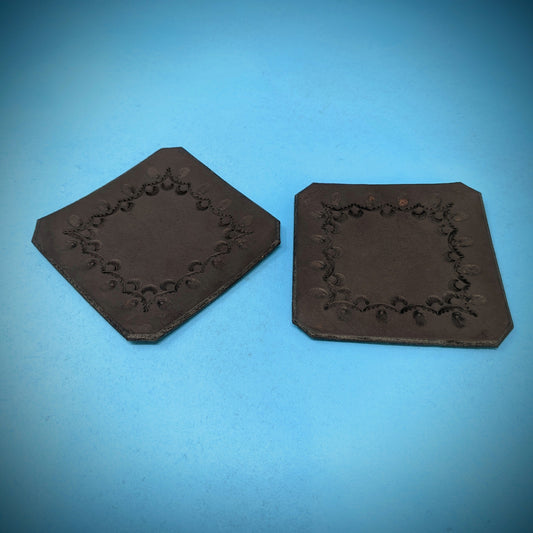 Dark Brown Tooled Leather Coasters (set of 2)