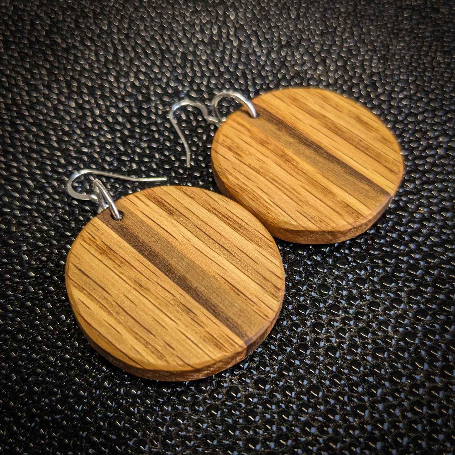 Big Striped Circle Dangle Earrings