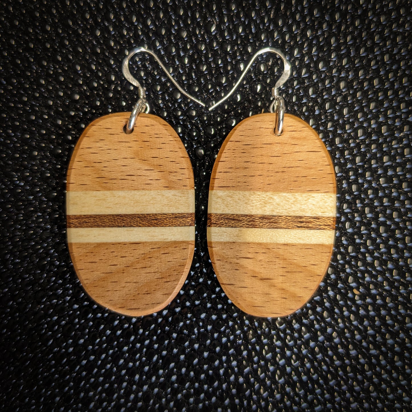 Striped Oval Dangle Earrings