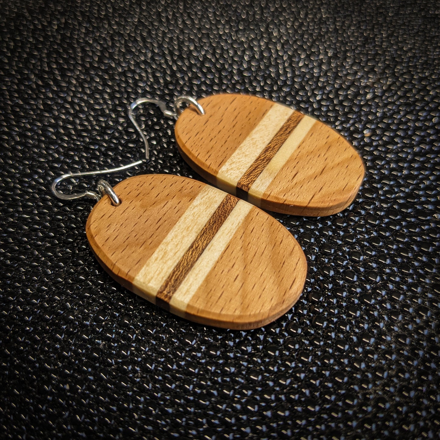 Striped Oval Dangle Earrings