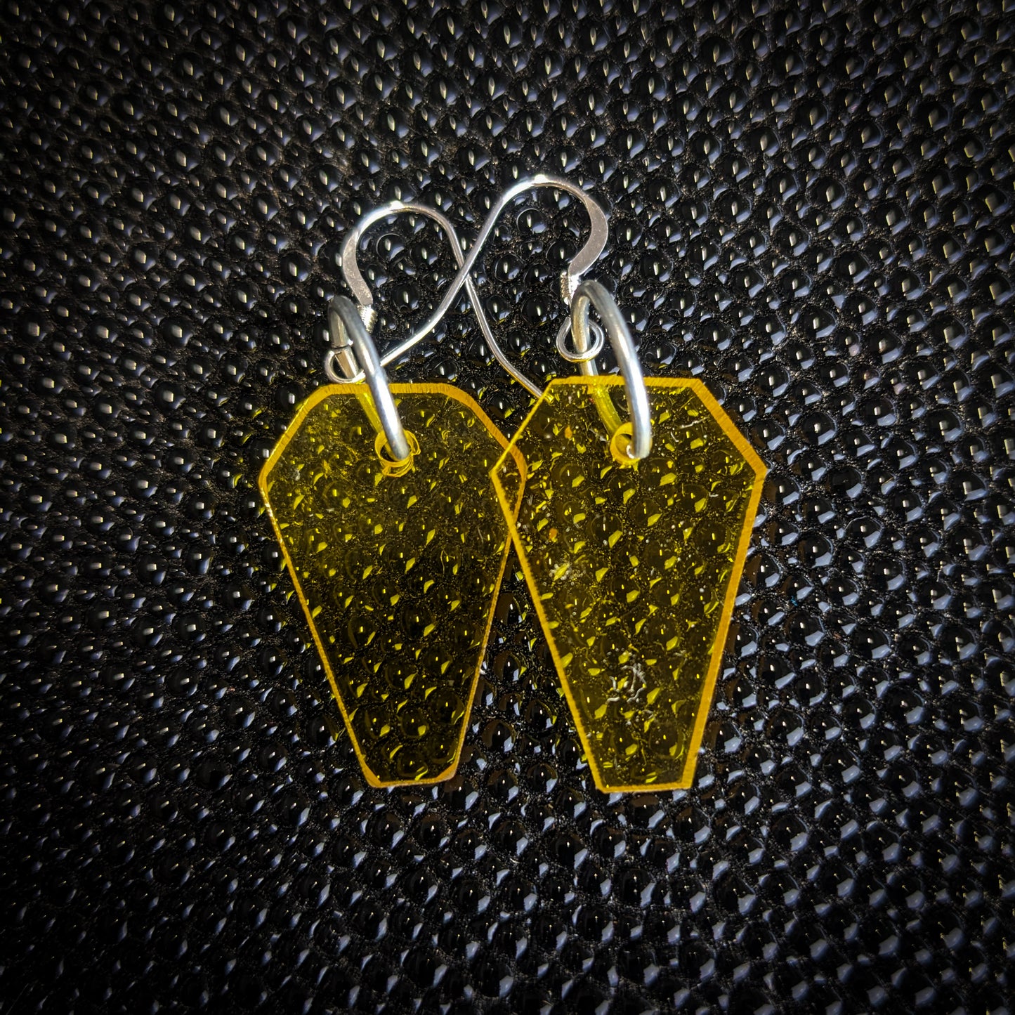 Small Yellow Coffin Dangle Earrings