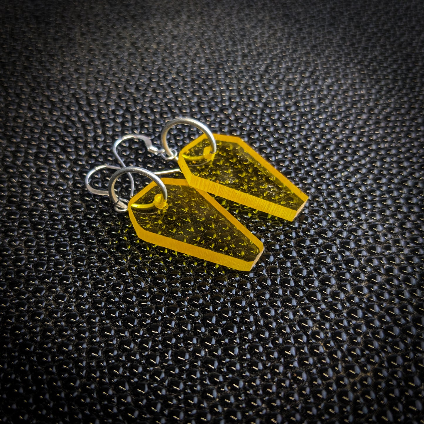 Small Yellow Coffin Dangle Earrings