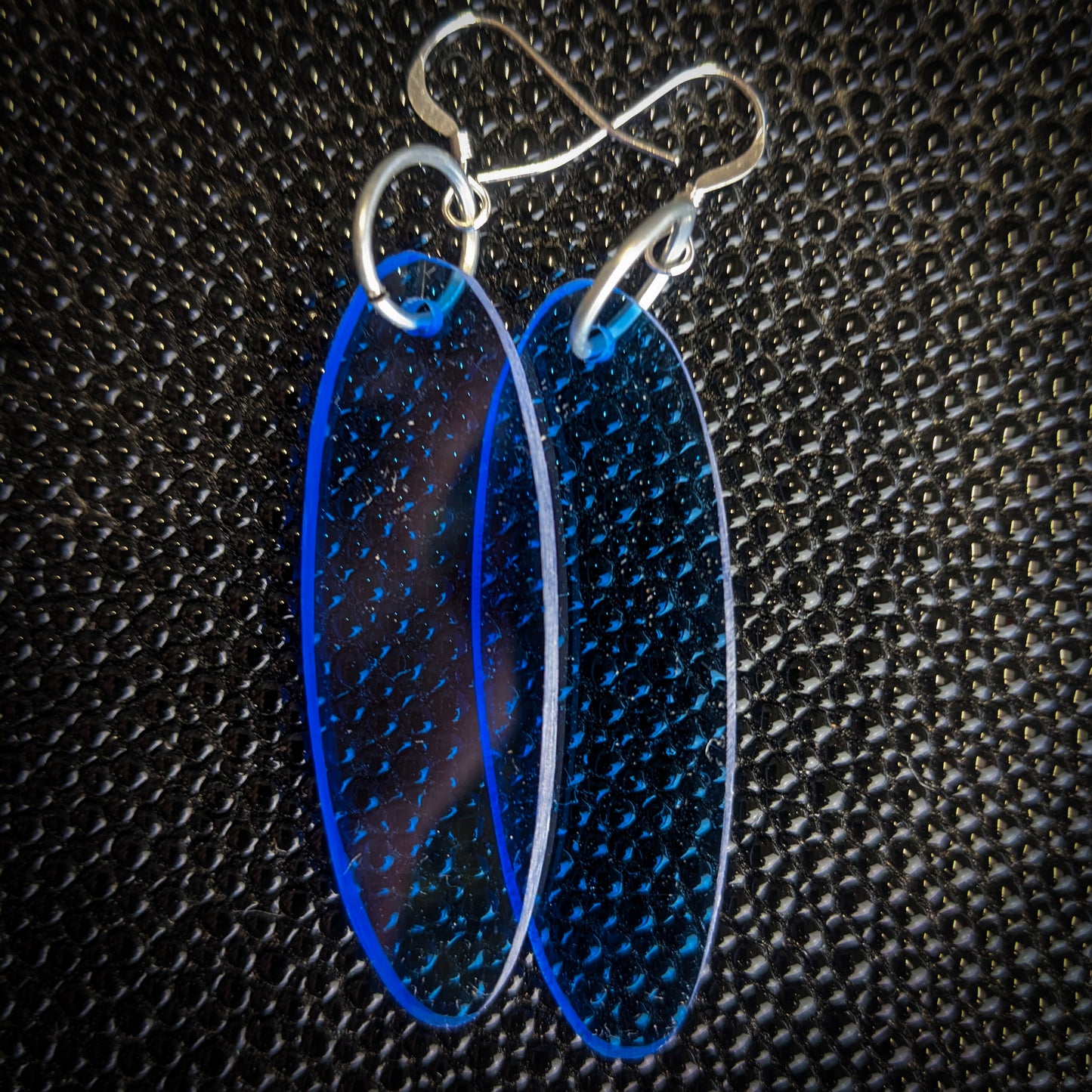 Light Blue Narrow Oval Dangle Earrings