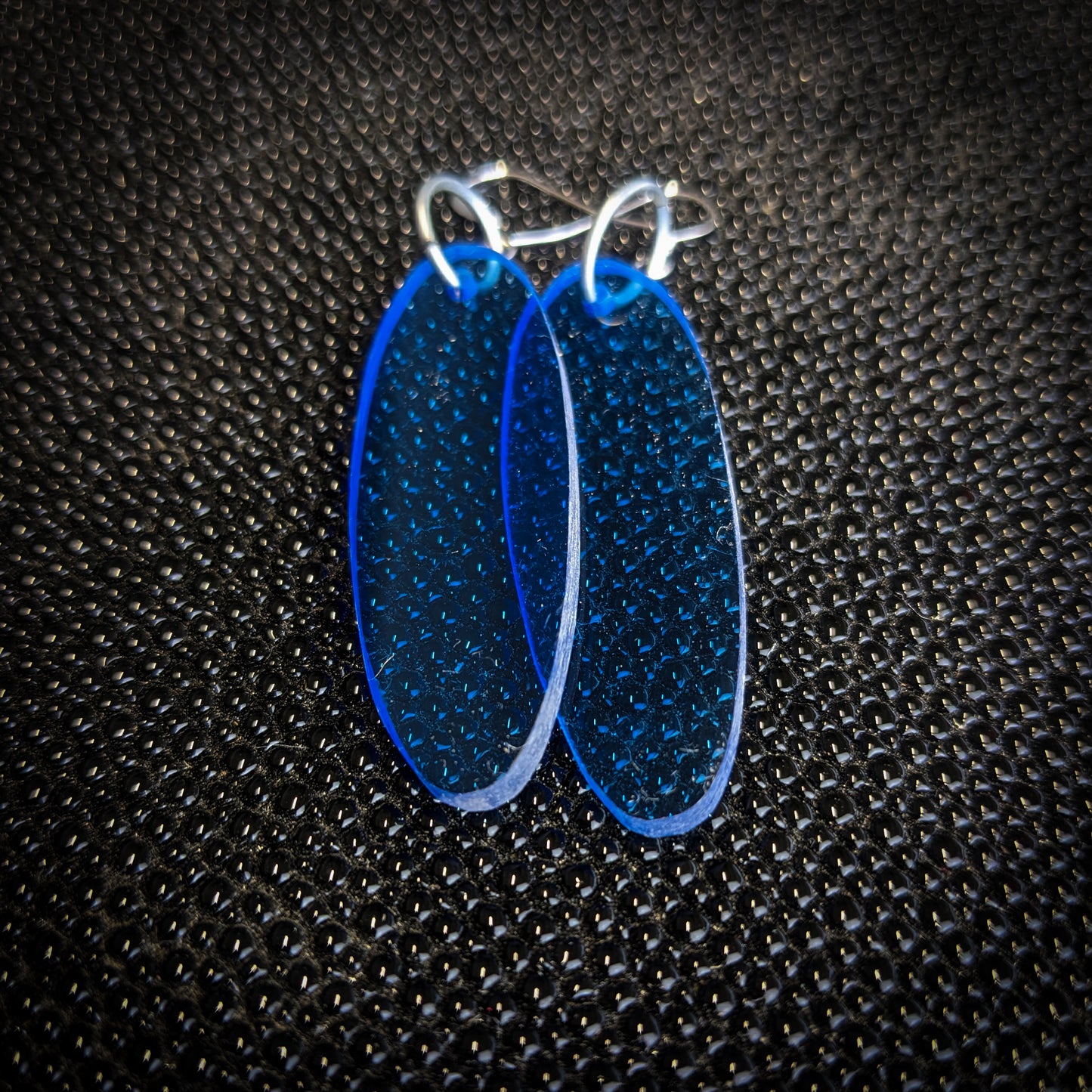 Light Blue Narrow Oval Dangle Earrings