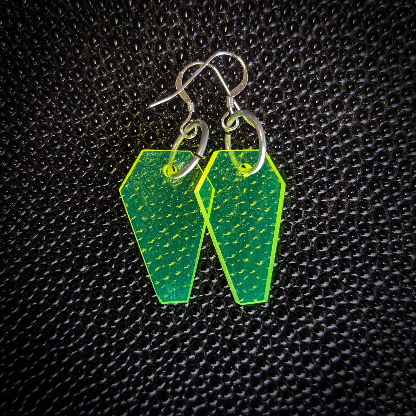 Small Neon Green Coffin Dangle Earrings