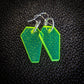 Small Neon Green Coffin Dangle Earrings