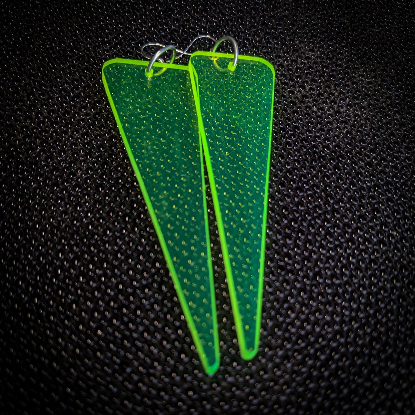 Neon Green Triangle Dangle Earrings