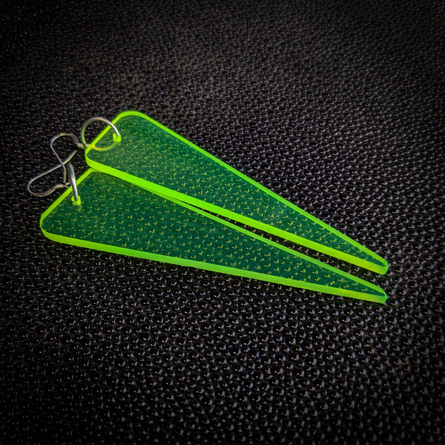 Neon Green Triangle Dangle Earrings