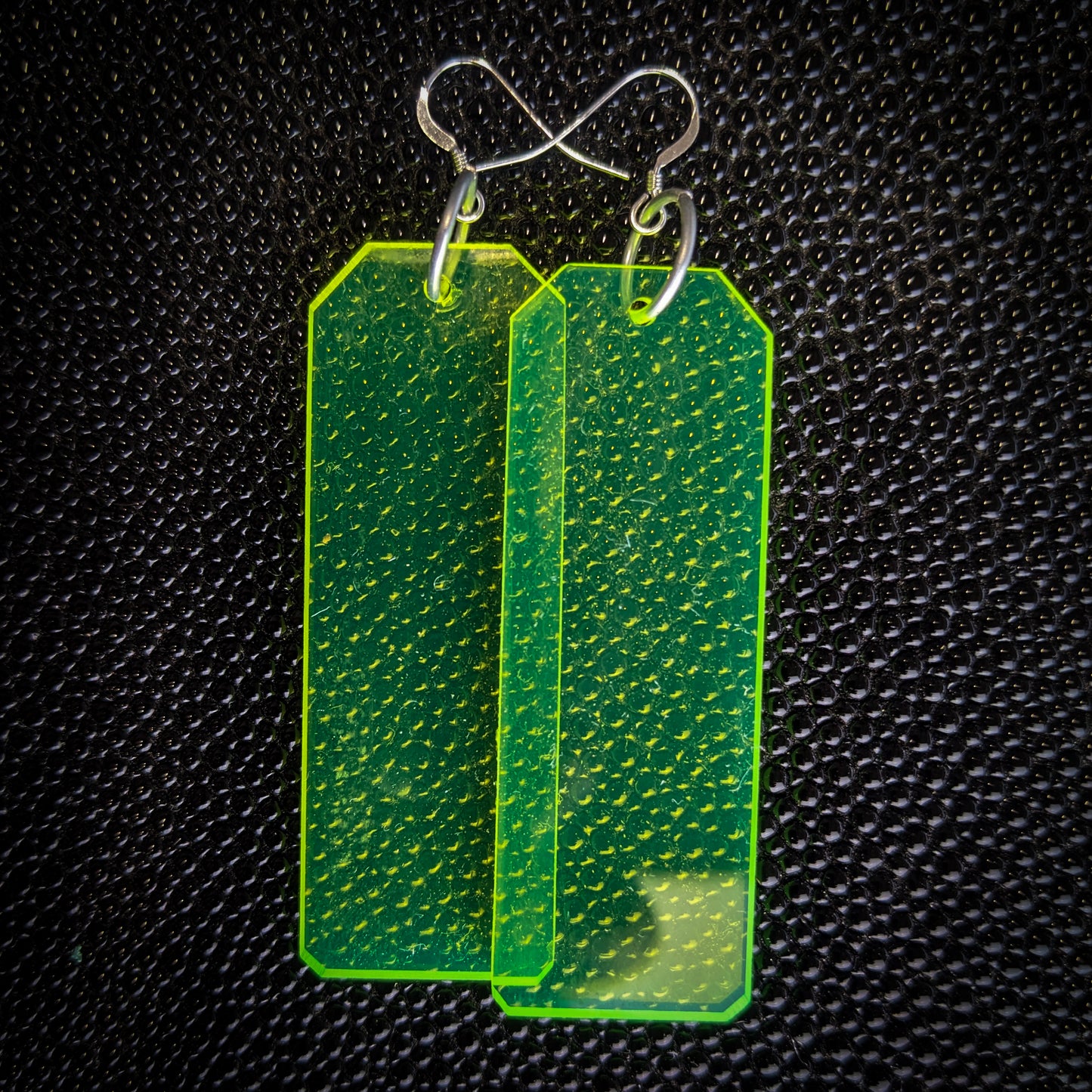 Neon Green Tag Dangle Earrings
