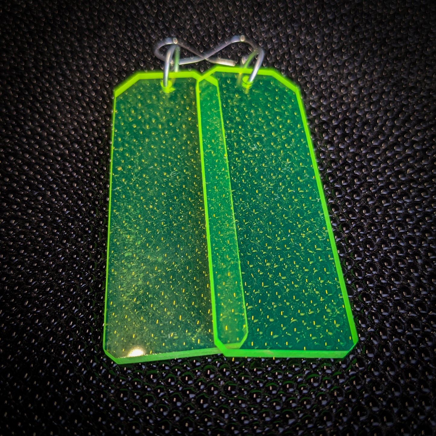 Neon Green Tag Dangle Earrings