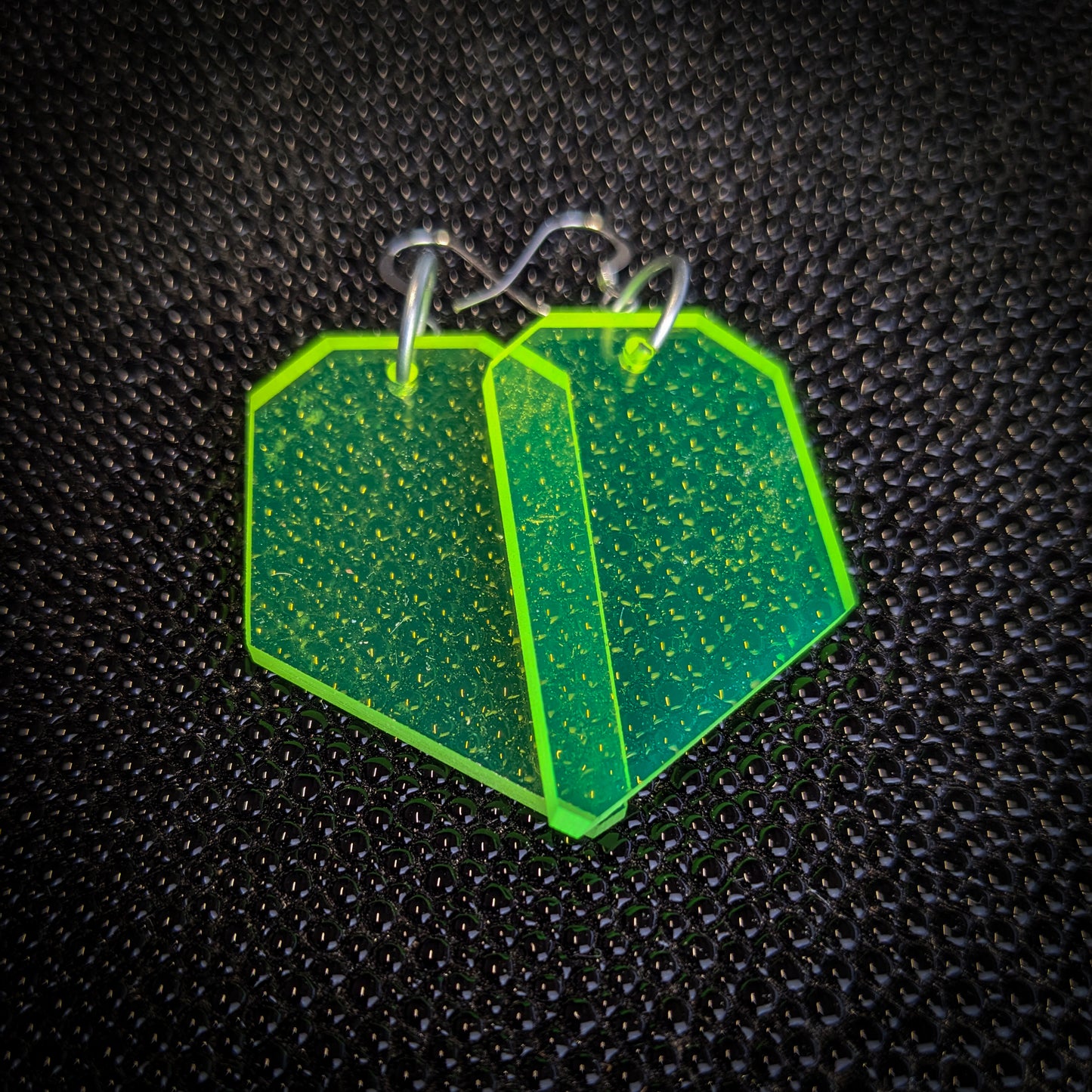 Short Neon Green Shard Dangle Earrings