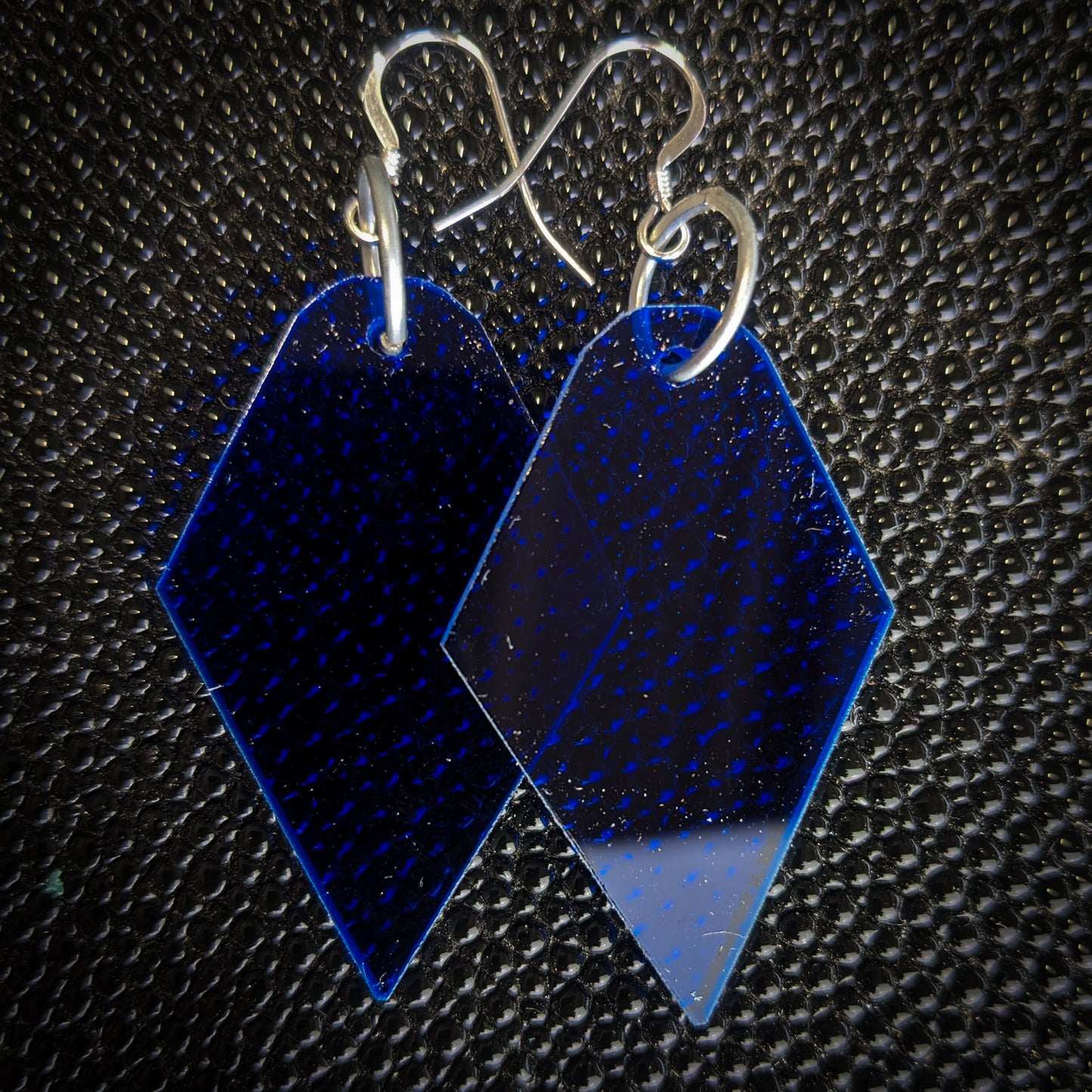 Dark Blue Round Diamond Earrings