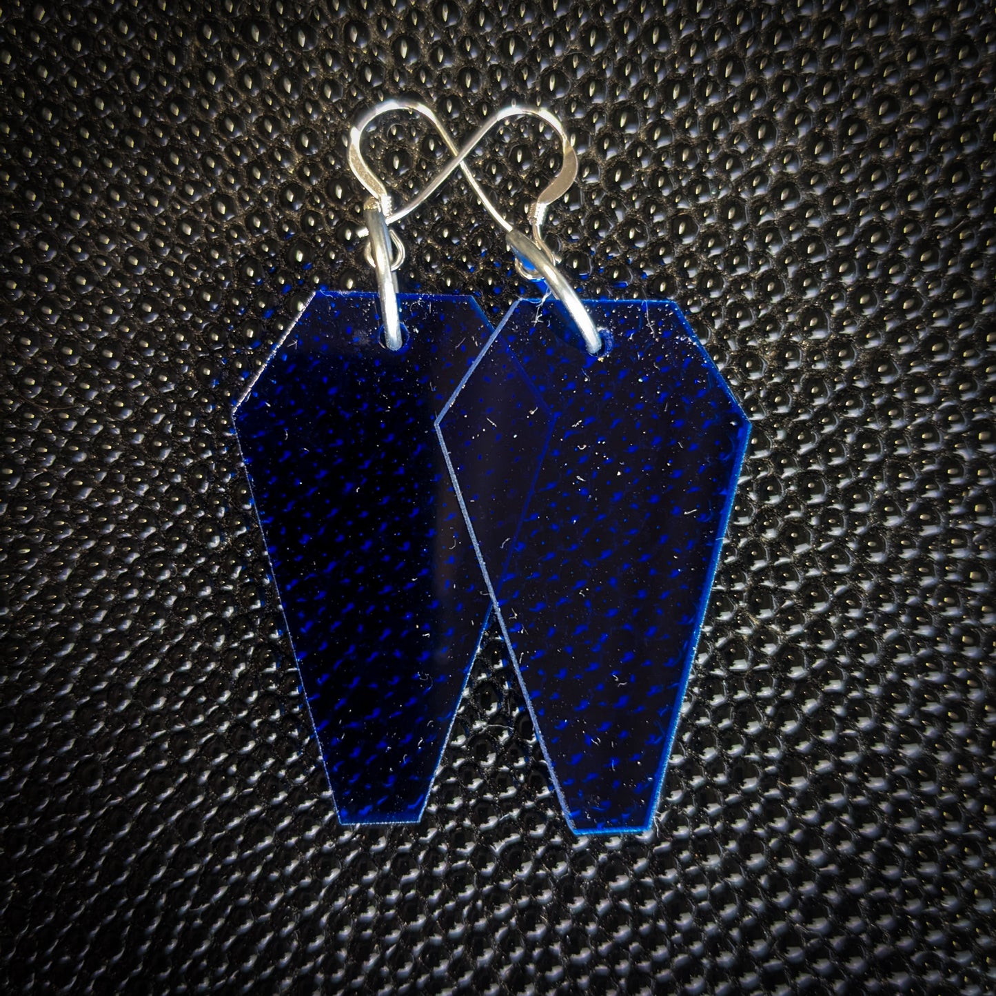 Dark Blue Coffin Dangle Earrings