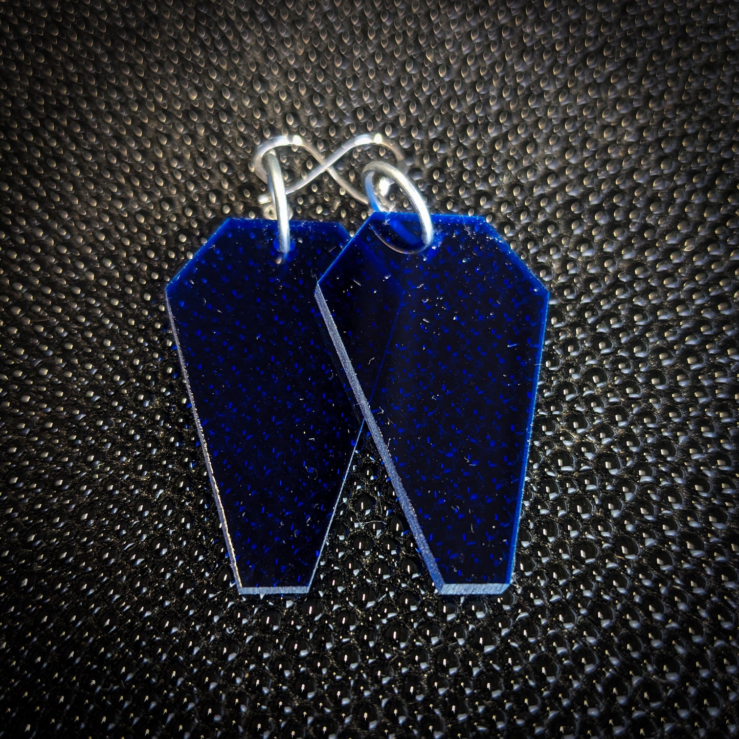 Dark Blue Coffin Dangle Earrings