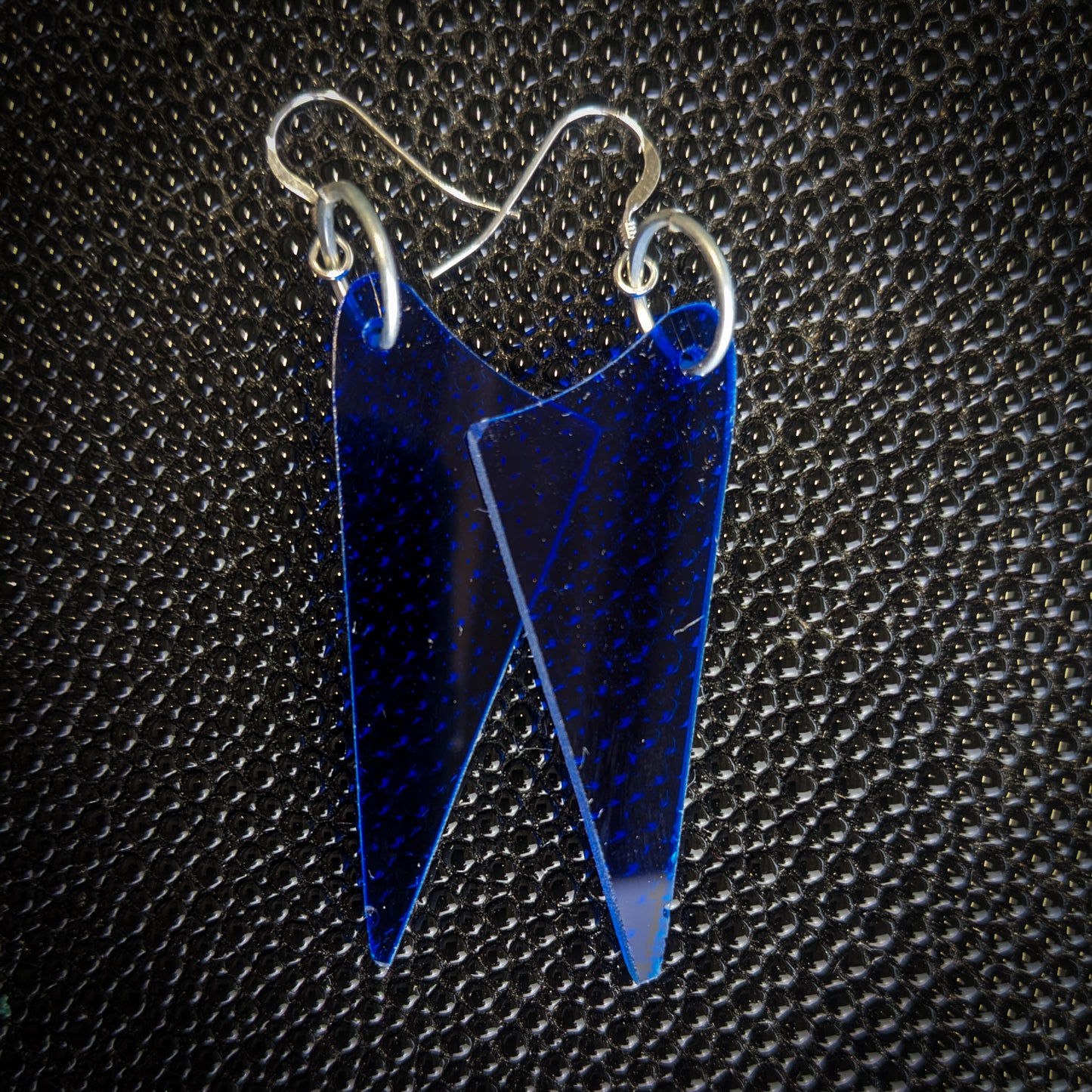 Dark Blue Swoop Dangle Earrings