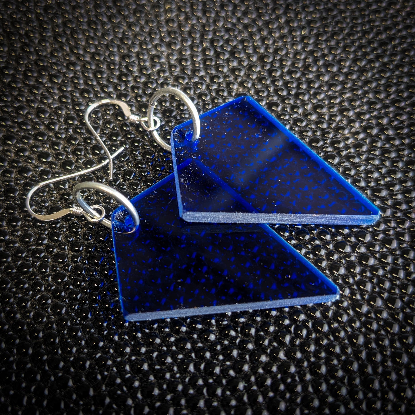 Small Dark Blue Kite Dangle Earrings