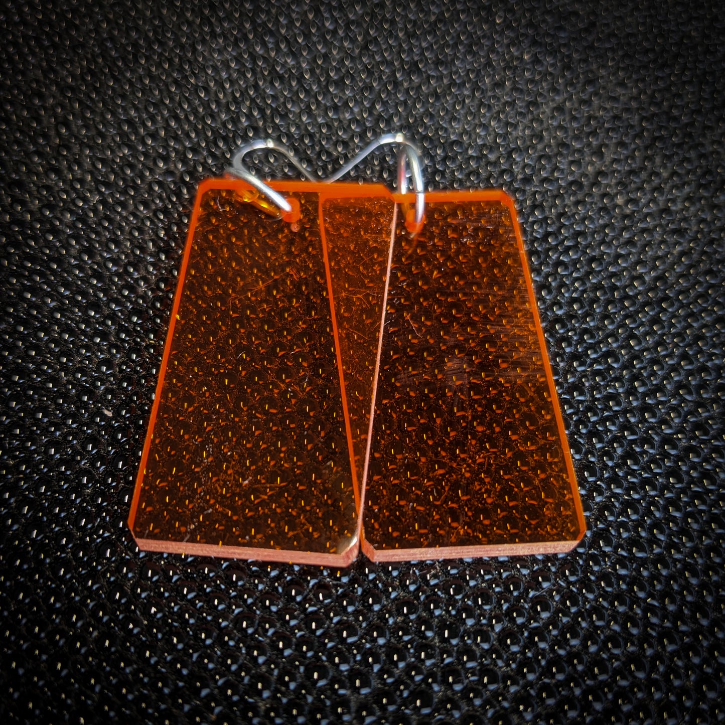 Orange Rectangle Dangle Earrings