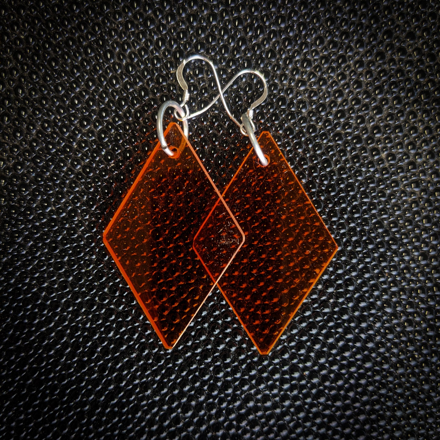 Orange Diamond Dangle Earrings