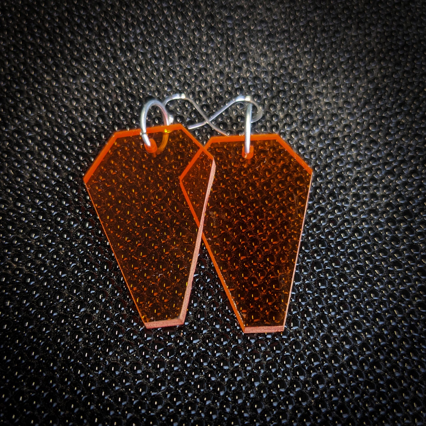 Orange Coffin Dangle Earrings