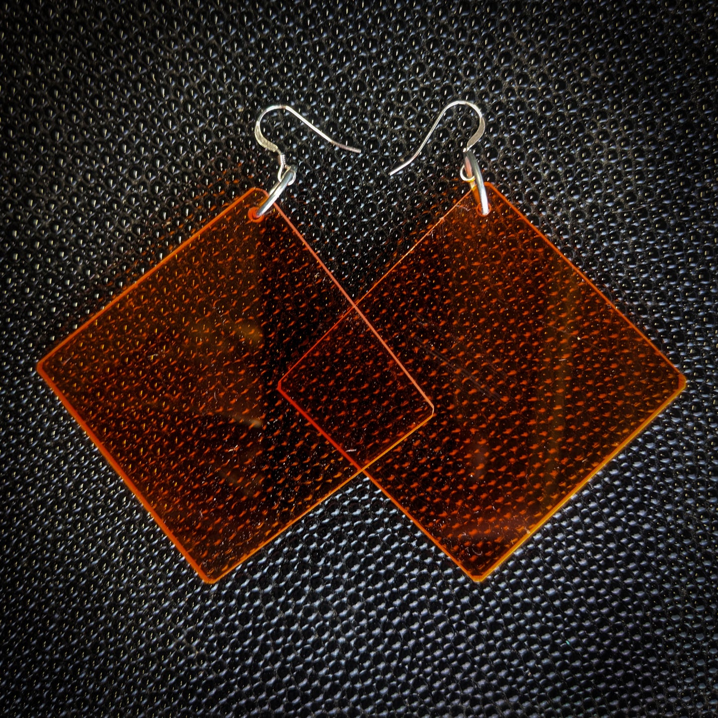 Big Orange Square Dangle Earrings