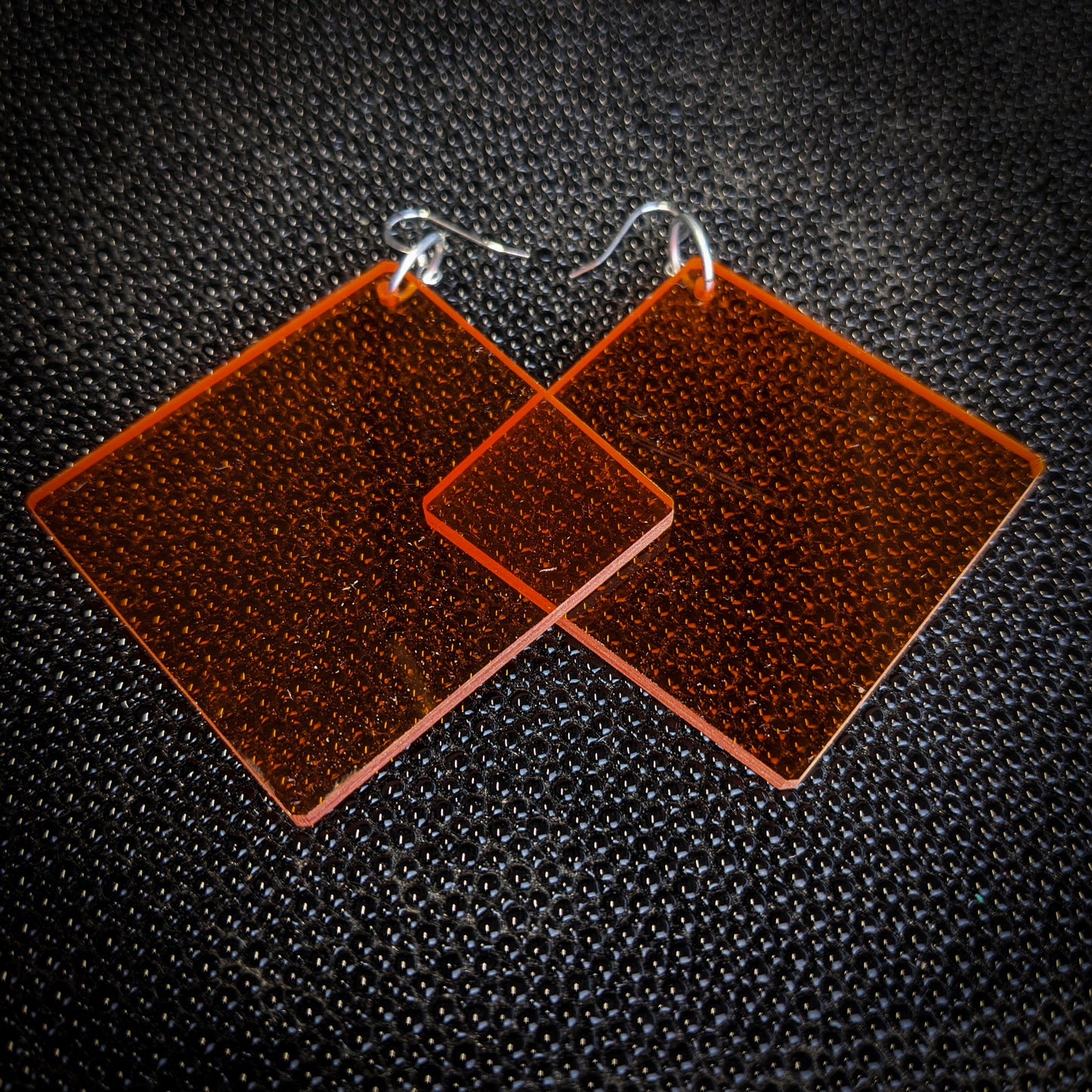 Big Orange Square Dangle Earrings