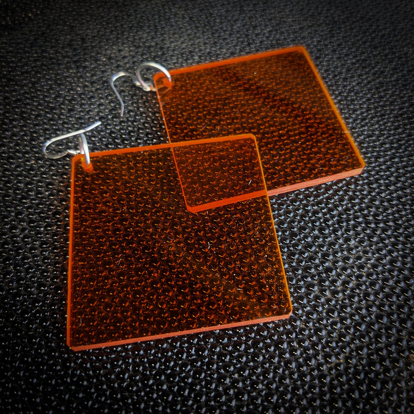 Big Orange Square Dangle Earrings