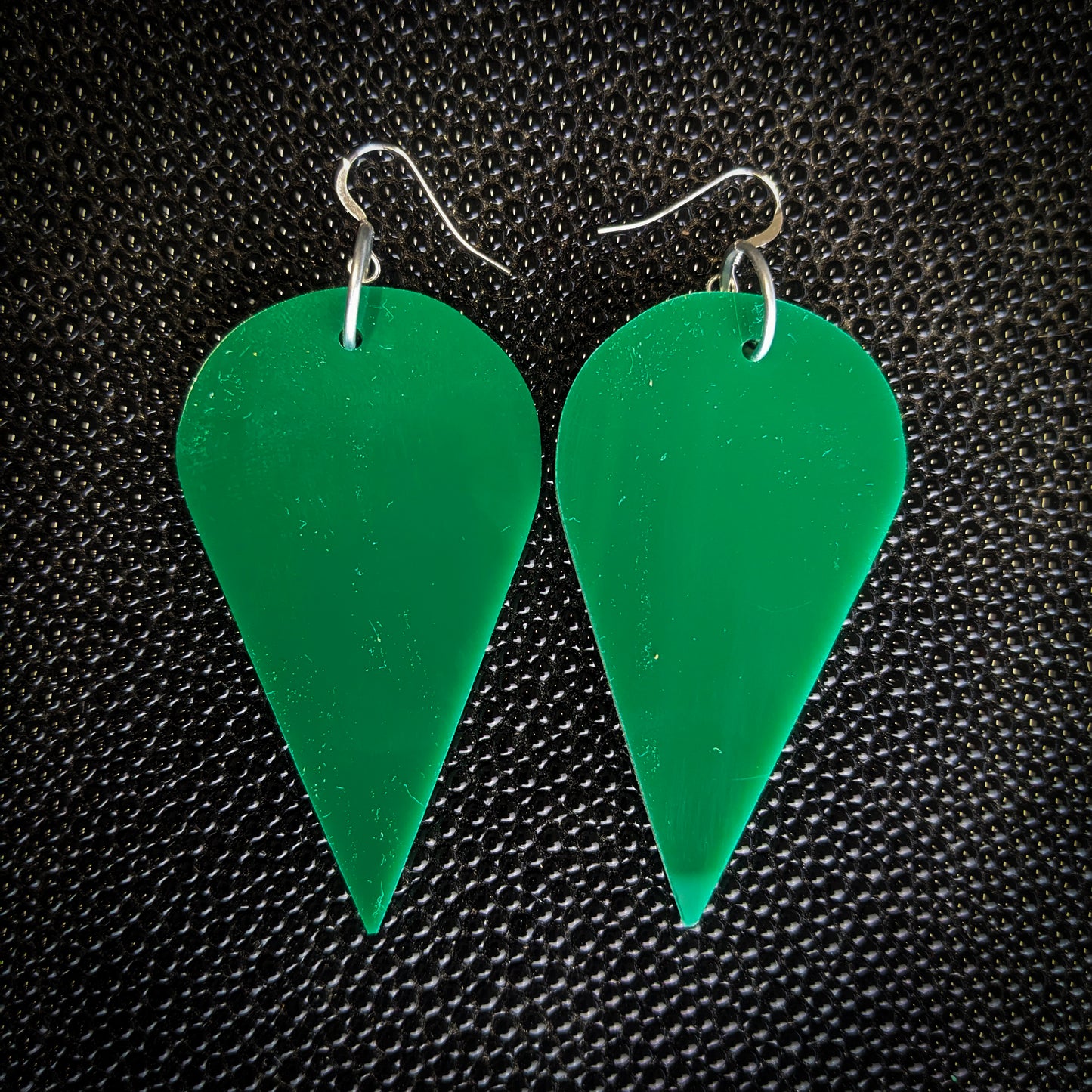 Green Rounded Point Dangle Earrings