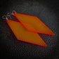 Big Neon Orange Diamond Dangle Earrings