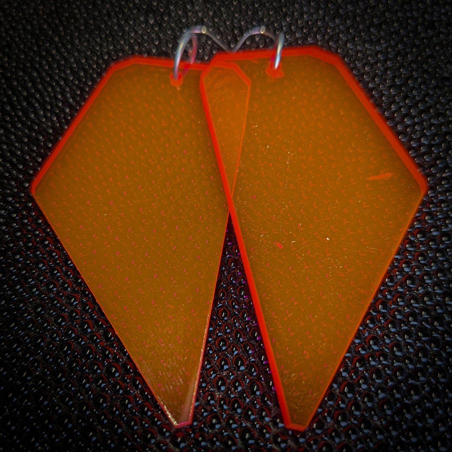 Big Neon Orange Shards Dangle Earrings