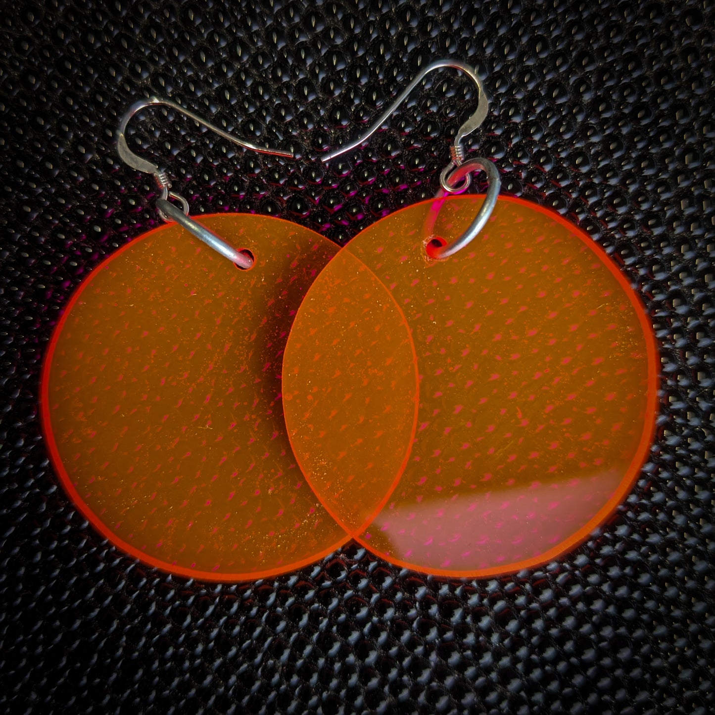 Neon Orange Circle Dangle Earrings