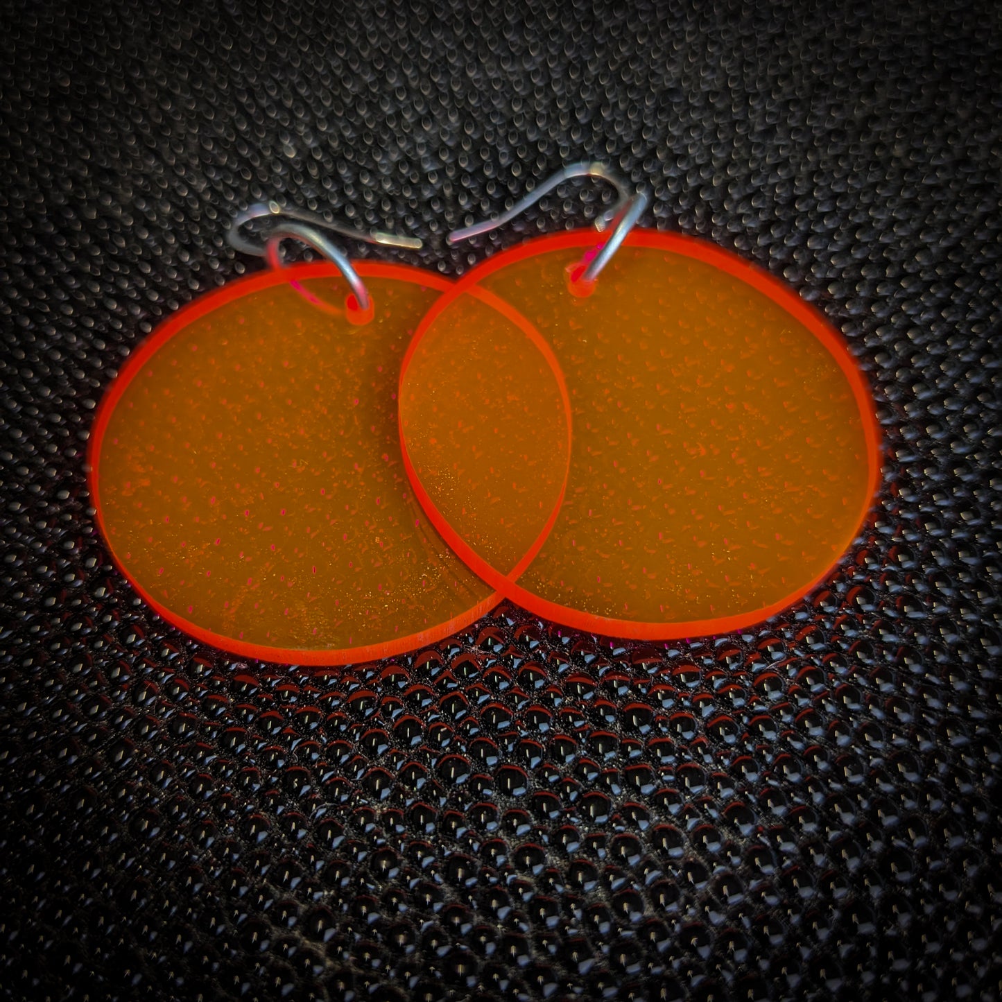 Neon Orange Circle Dangle Earrings