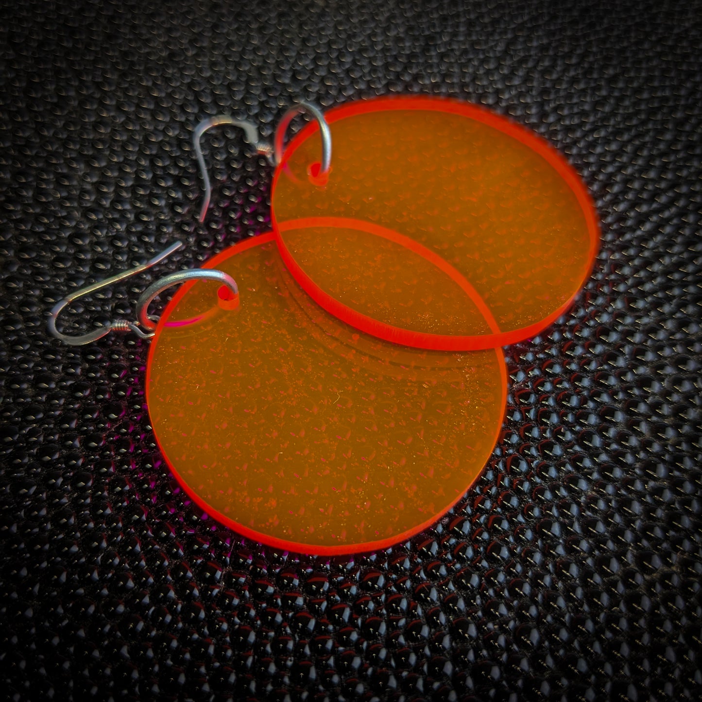 Neon Orange Circle Dangle Earrings