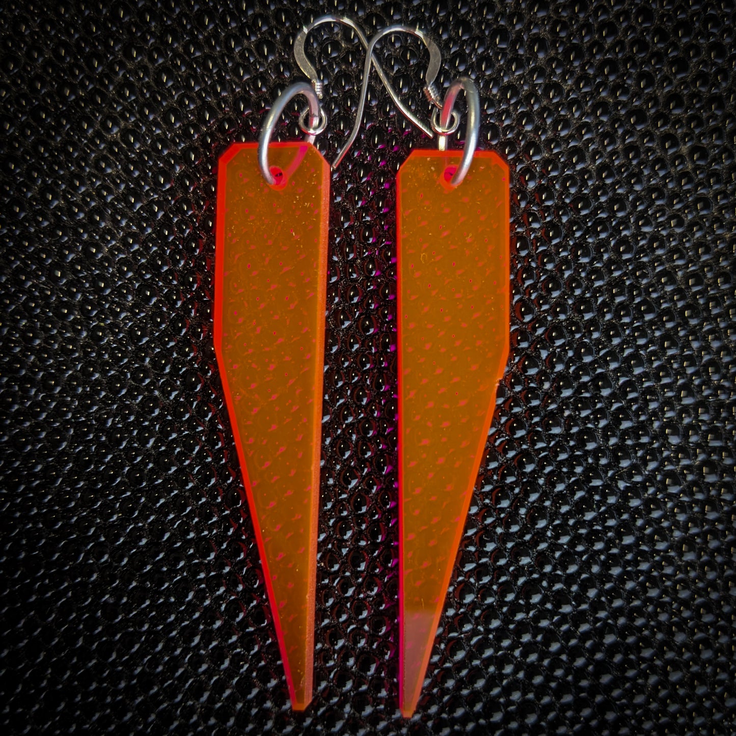 Slim Neon Orange Shards Dangle Earrings