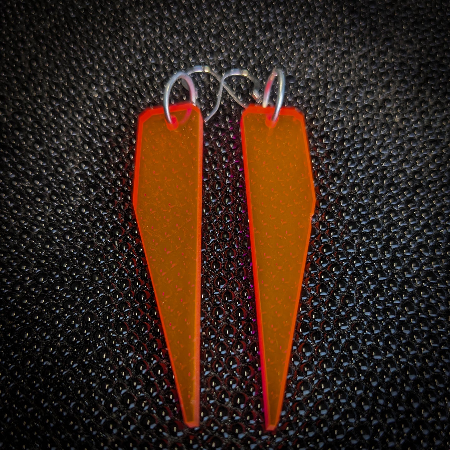 Slim Neon Orange Shards Dangle Earrings