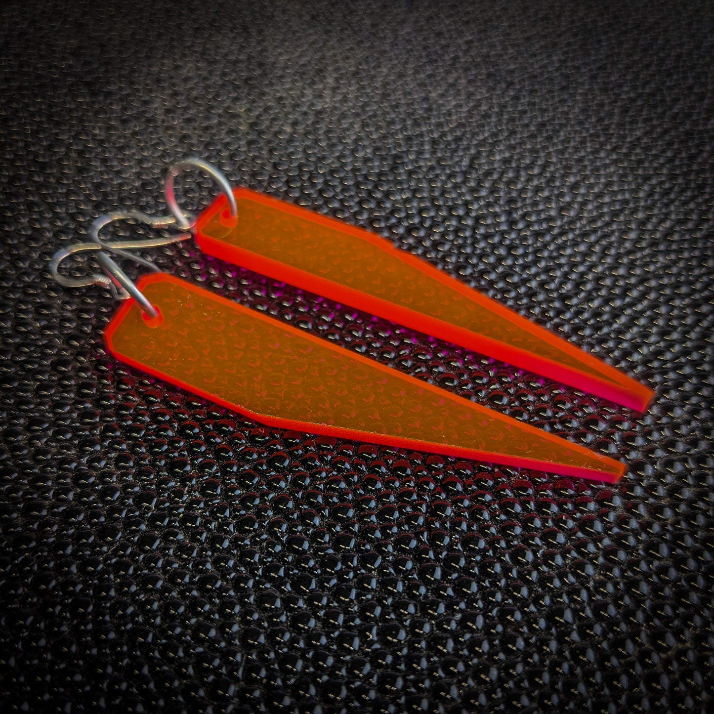 Slim Neon Orange Shards Dangle Earrings