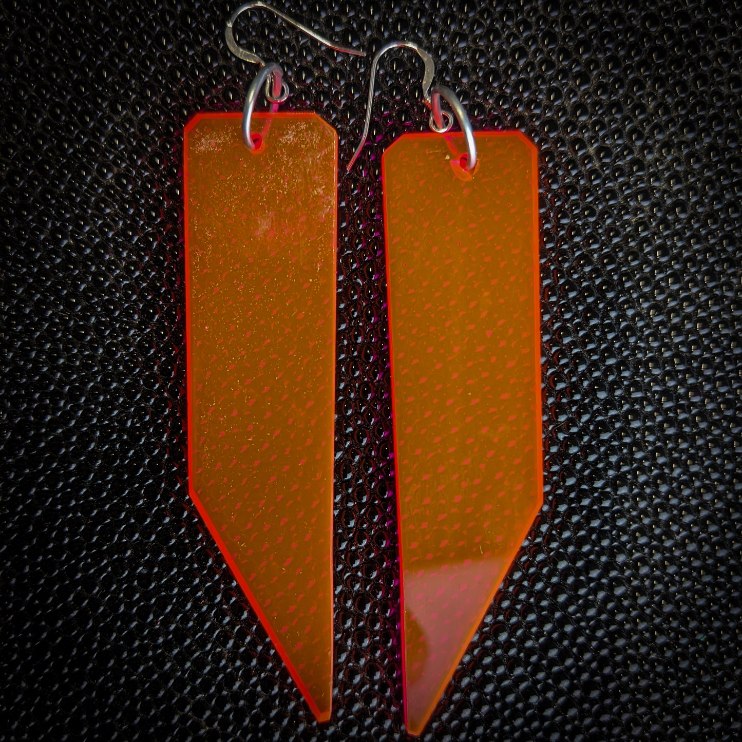 Neon Orange Shards Dangle Earrings